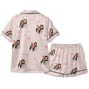 Romantic Blush Pink Sketch Portrait Scatter Custom Short Pajama Set for Couples