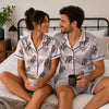 Romantic Blush Pink Sketch Portrait Scatter Custom Short Pajama Set for Couples