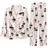 Romantic Cream Bird Scatter Custom Long Pajama Set