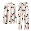 Romantic Cream Bird Scatter Custom Long Pajama Set