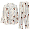 Romantic Cream Botanical Scatter Custom Long Pajama Set
