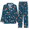 Romantic Dark Teal Letter Scatter Custom Long Pajama Set