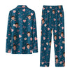 Romantic Dark Teal Letter Scatter Custom Long Pajama Set