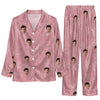 Romantic Dusty Rose Heart Outline Custom Long Pajama Set