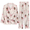 Romantic Ivory Bow Pattern Custom Long Pajama Set