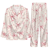 Romantic Ivory Bow Pattern Custom Long Pajama Set
