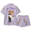 Romantic Lavender Carried Couple Scatter Custom Short Pajama Set for Couples