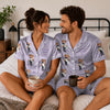 Romantic Lavender Carried Couple Scatter Custom Short Pajama Set for Couples