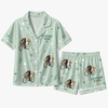 Romantic Mint Green Bicycle Sprig Scatter Custom Short Pajama Set for Couples