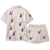 Romantic Pale Pink Kneeling Pose Scatter Custom Short Pajama Set for Couples