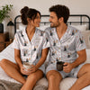 Romantic Pale Pink Kneeling Pose Scatter Custom Short Pajama Set for Couples