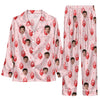 Romantic Pink Emblem Toss Custom Long Pajama Set