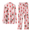 Romantic Pink Emblem Toss Custom Long Pajama Set
