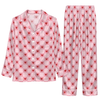 Romantic Pink Heart Grid Custom Long Pajama Set