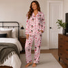 Romantic Pink Heart Scatter Custom Long Pajama Set
