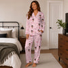 Romantic Pink Symbol Scatter Custom Long Pajama Set for Bride