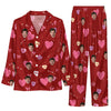 Romantic Red Gingham Hearts Custom Long Pajama Set