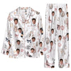 Romantic White Accessory Scatter Custom Long Pajama Set for Bride