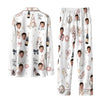 Romantic White Accessory Scatter Custom Long Pajama Set for Bride