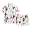 Romantic White Heart Balloon Scatter Custom Short Pajama Set for Couples