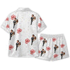 Romantic White Heart Balloon Scatter Custom Short Pajama Set for Couples