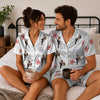 Romantic White Heart Balloon Scatter Custom Short Pajama Set for Couples