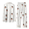 Romantic White Heart Contours Custom Long Pajama Set