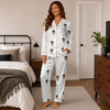 Romantic White Heart Contours Custom Long Pajama Set