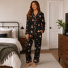 Rustic Black Foliage Scatter Custom Long Pajama Set