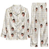 Rustic Cream Sprig Grid Custom Long Pajama Set