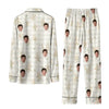 Rustic Cream Sprig Grid Custom Long Pajama Set