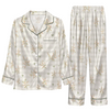 Rustic Cream Sprig Grid Custom Long Pajama Set