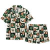 Rustic Dark Green Botanical Checkerboard Custom Short Pajama Set