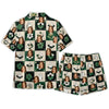 Rustic Dark Green Botanical Checkerboard Custom Short Pajama Set