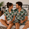 Rustic Dark Green Botanical Checkerboard Custom Short Pajama Set