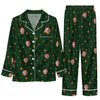 Rustic Dark Green Leaf Scatter Custom Long Pajama Set