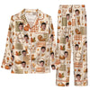 Rustic Ivory Orange Foliage Tiles Custom Long Pajama Set