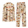 Rustic Ivory Orange Foliage Tiles Custom Long Pajama Set