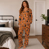 Spooky Orange Illustrated Scatter Custom Long Pajama Set