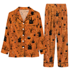 Spooky Orange Illustrated Scatter Custom Long Pajama Set