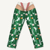 Baseball sports pajama pants for women, dark green, name and number print