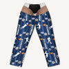 Soccer sports pajama pants for men, navy, name and number print
