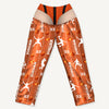 Basketball sports pajama pants for women, brick orange, name and number print