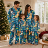 Sporty Deep Teal Blue Geometric Toss Custom Long Pajama Set for Dog Lovers