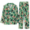 Tropical Green Botanical Print Custom Long Pajama Set for Dog Lovers