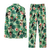 Tropical Green Botanical Print Custom Long Pajama Set for Dog Lovers