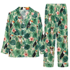 Tropical Green Botanical Print Custom Long Pajama Set for Dog Lovers