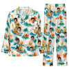 Tropical Ivory White Landscape Scene Custom Long Pajama Set for Dog Lovers