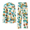 Tropical Ivory White Landscape Scene Custom Long Pajama Set for Dog Lovers