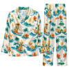 Tropical Ivory White Landscape Scene Custom Long Pajama Set for Dog Lovers